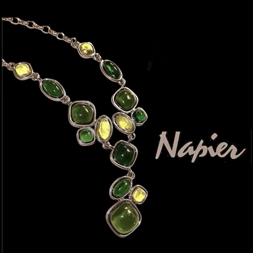 Napier 18” Silver Necklace In Various Greens